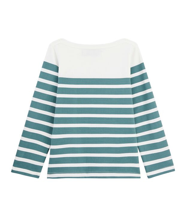 Kinder-Matrosenshirt aus Jersey weiss/gr&uuml;n
