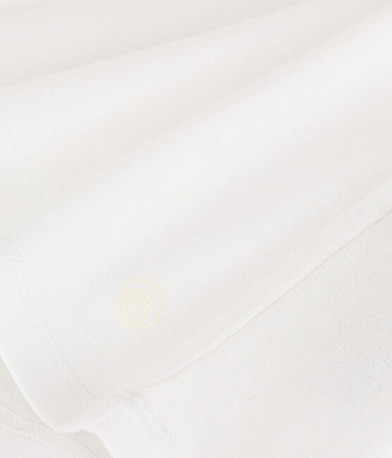 Kurzärmeliges Damen-T-Shirt L'Iconique aus einfarbigem Rippstrick weiss ECUME