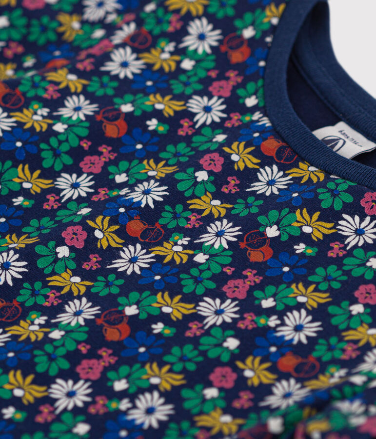 Gemustertes M&auml;dchen-T-Shirt aus leichtem Jerseystoff blau/vielfarbig