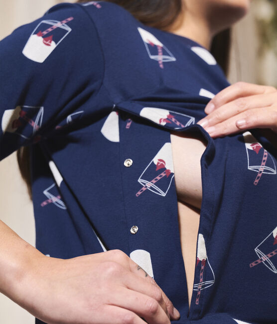 Still-Pyjama Tajinebanane × Petit Bateau blau MEDIEVAL/weiss MULTICO