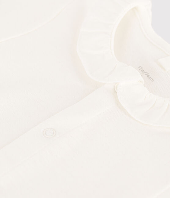 Kurzärmeliger Baby-Body aus Bio-Baumwolle mit Kragen weiss MARSHMALLOW