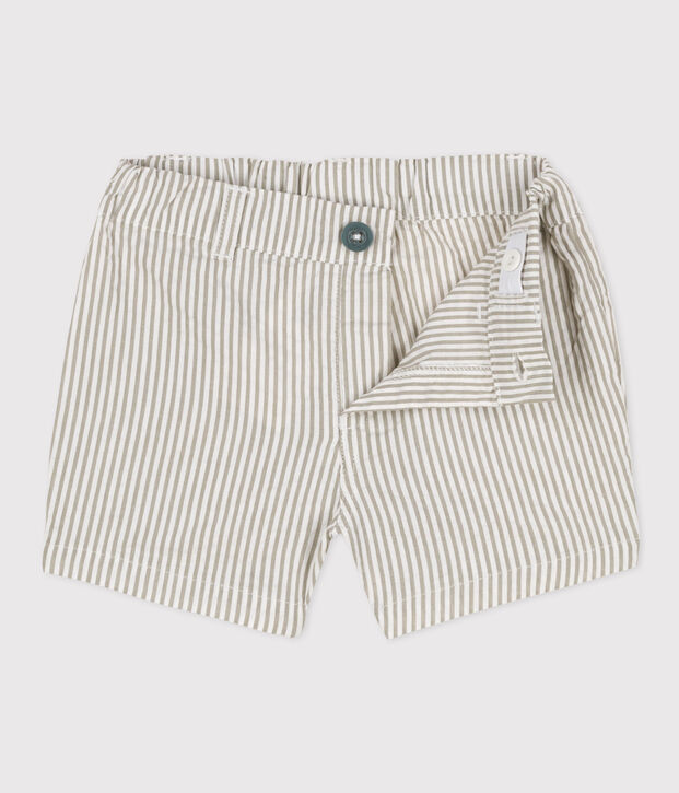 Baby-Shorts aus Seersucker gr&uuml;n/weiss
