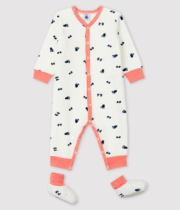 Baby-Nacht-Set aus Frottee weiss/blau