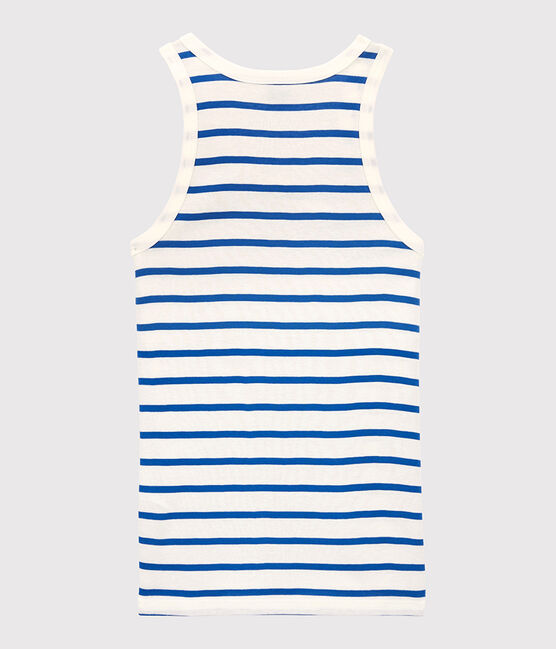 Trägerhemd L’ICONIQUE aus Bio-Baumwolle für Damen weiss MARSHMALLOW/blau DELFT