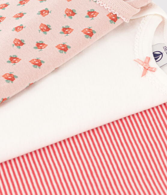 3er-Set kurzärmelige Baby-Bodys aus Baumwolle mit Blumenmuster variante 1