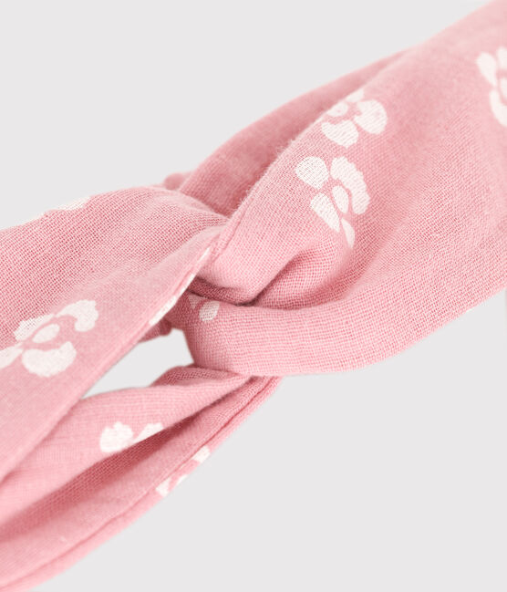 Bandeau bébé en gaze de coton imprimé fleurs rosa CHARME/weiss MARSHMALLOW