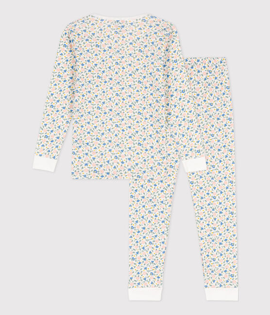 Kinderpyjama aus Baumwolle in eng geschnittener Passform für Mädchen weiss MARSHMALLOW/weiss MULTICO