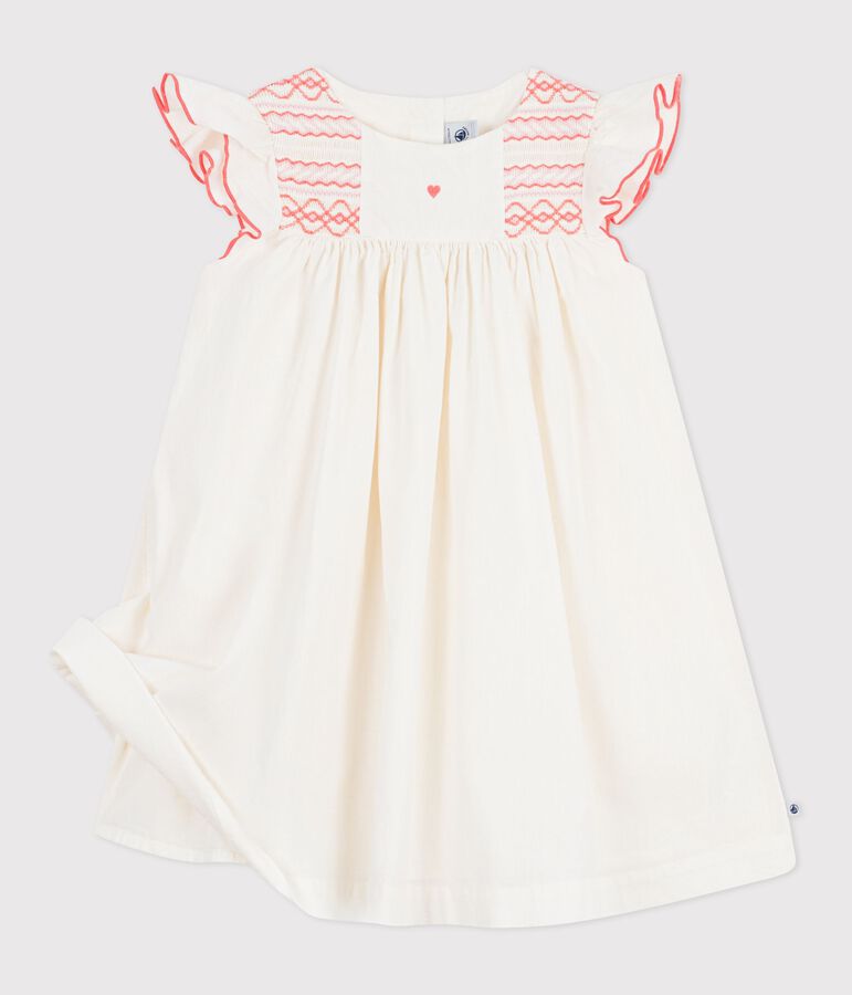 Kurz&auml;rmeliges Kinder-Kleid aus Baumwolle weiss