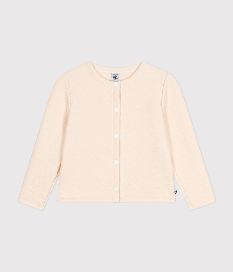 Kinder-Cardigan aus Doppeljersey f&uuml;r M&auml;dchen naturfarben