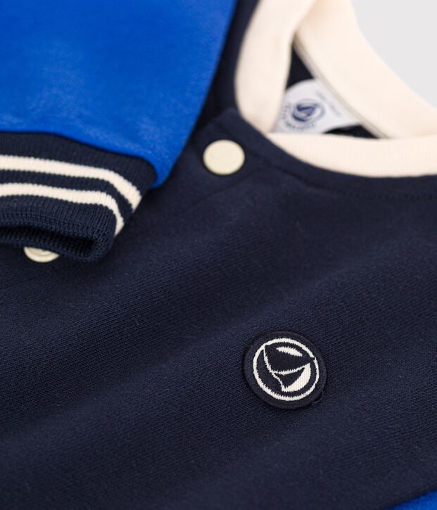 Baby College-Jacke aus Molton blau/blau