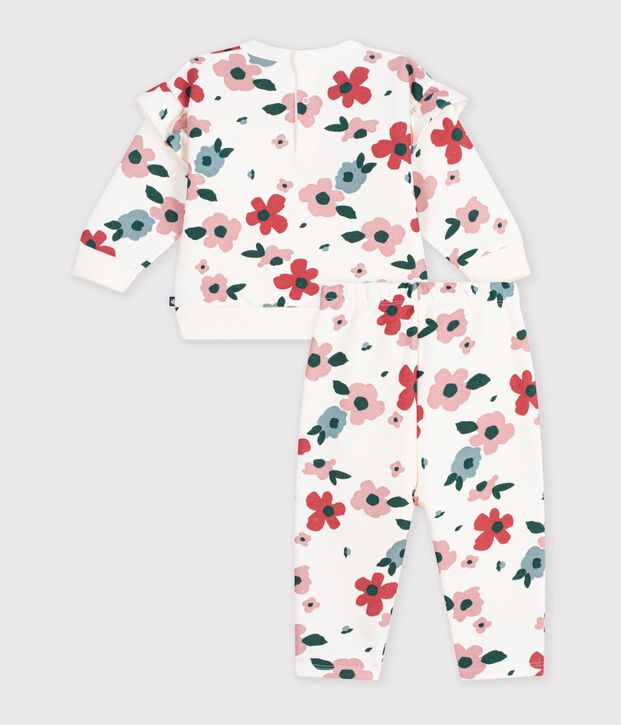 Baby-Set Sweatshirt und Hose aus Baumwolle mit Blumenmotiv naturfarben/vielfarbig