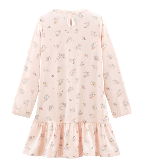 Nachthemd aus dünner Baumwolle für kleine Mädchen rosa FLEUR/weiss MULTICO