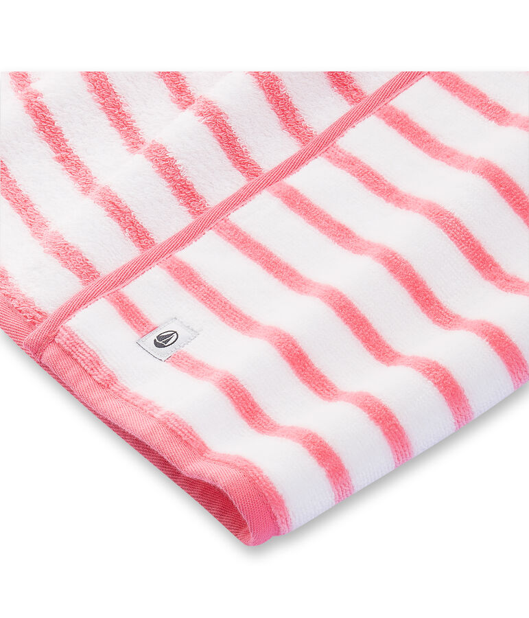 Baby-Badecape aus Frottee, Unisex weiss LAIT/rosa MERVEILLE