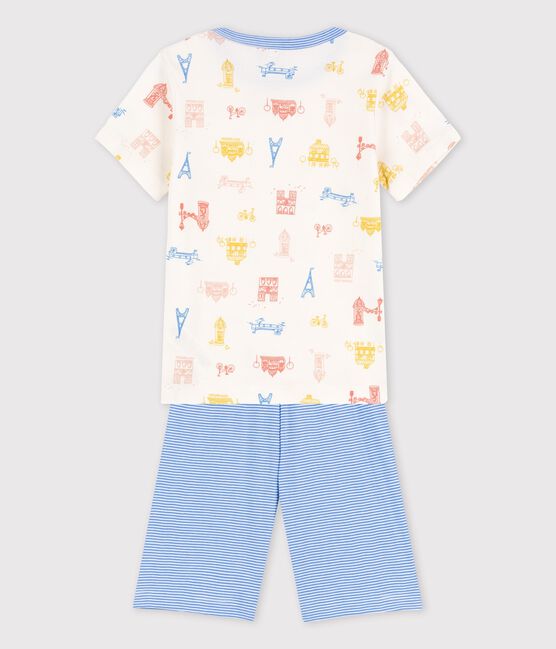 Kinder-Kurzpyjama Paris aus Baumwolle für Jungen weiss MARSHMALLOW/weiss MULTICO
