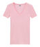 Damen-T-Shirt mit V-Ausschnitt aus Original-Rippstrick rosa BABYLONE