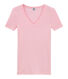 Damen-T-Shirt mit V-Ausschnitt aus Original-Rippstrick
