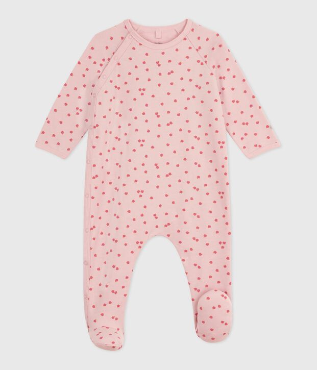 Strampler aus aufgerautem Molton mit Motiv rosa/vielfarbig