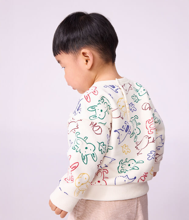 Baby-Sweatshirt aus Baumwolle mit Tiermotiv naturfarben/vielfarbig