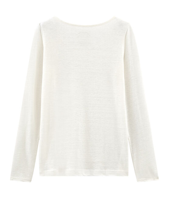 Langarm-leinen-t-shirt damen weiss MARSHMALLOW