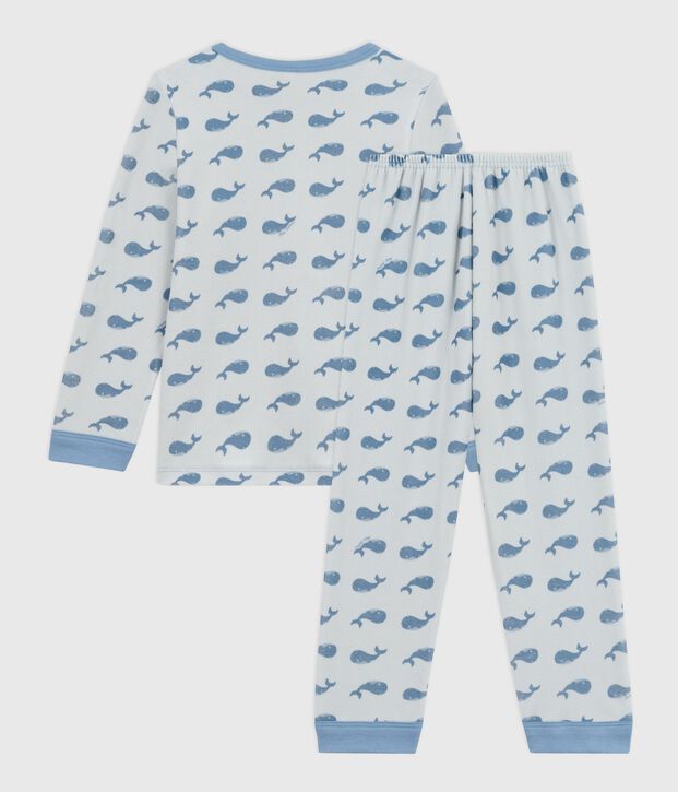 Kinder-Pyjama aus Nicki mit Walmotiv blau/blau