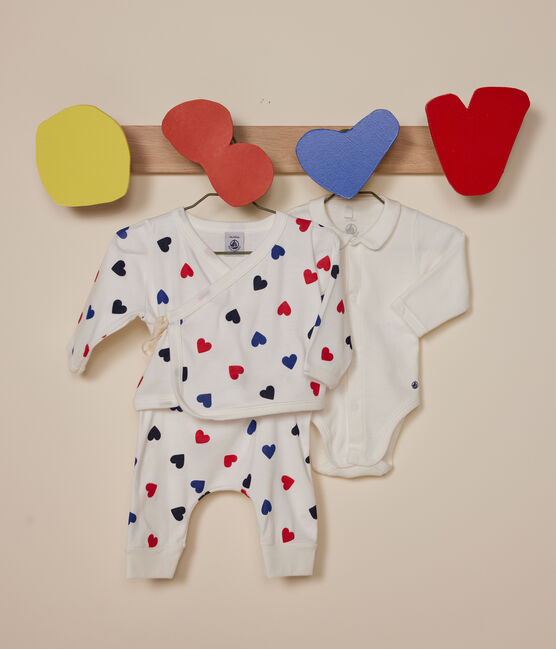3-teiliges Baby-Set aus Baumwolle weiss MARSHMALLOW/weiss MULTICO