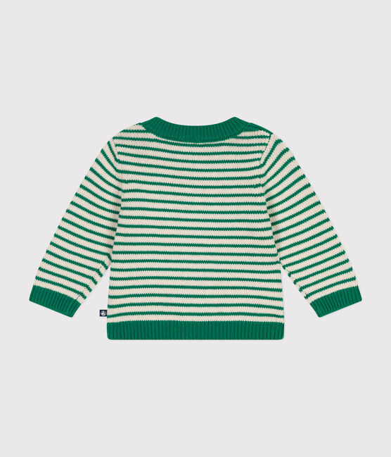 Baby-Pullover aus Woll- und Baumwollstrick grün JARDIN/ AVALANCHE
