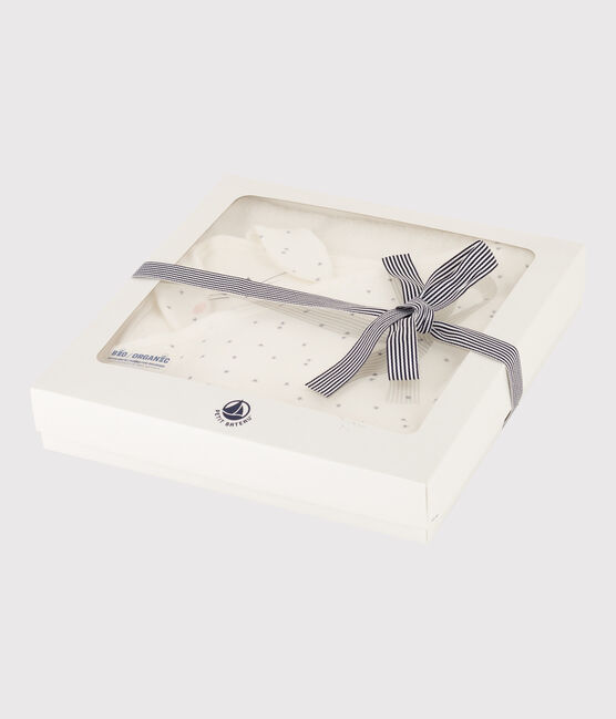 Badetuch und Kuscheltier aus Baumwolle weiss MARSHMALLOW/grau GRIS