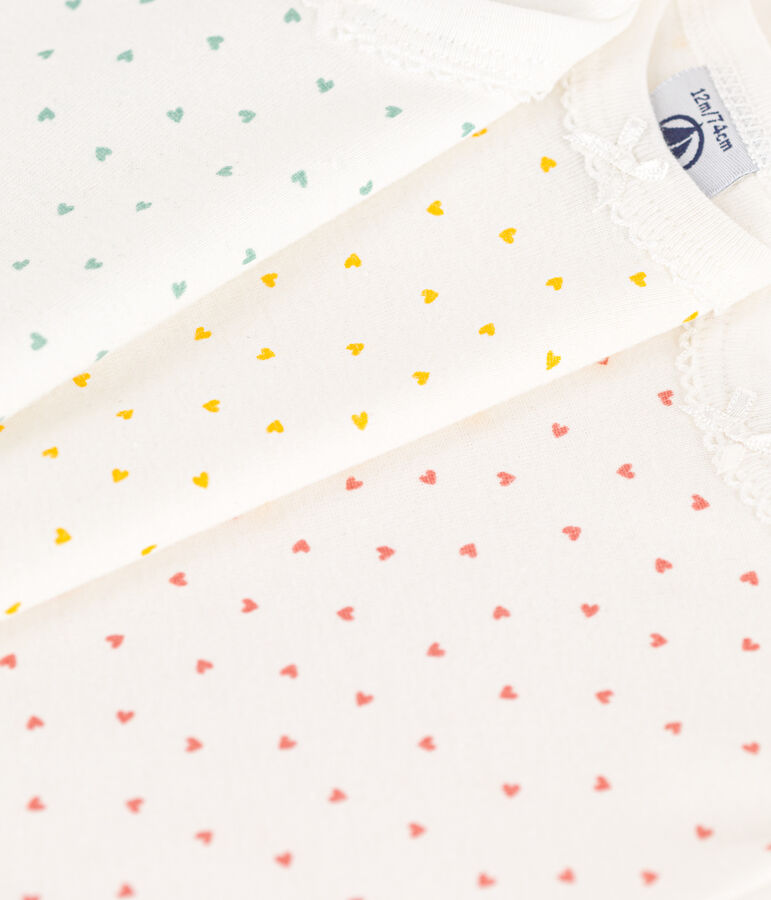 3er-Set kurz&auml;rmelige Bodys aus Baumwolle mit Herzmotiv vielfarbig