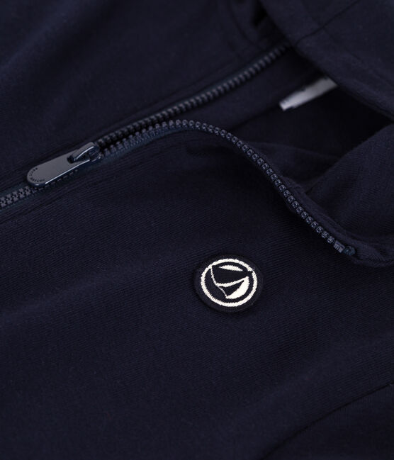 Kinder-Kapuzensweatshirt mit Reißverschluss aus einfarbiger Baumwolle  blau SMOKING