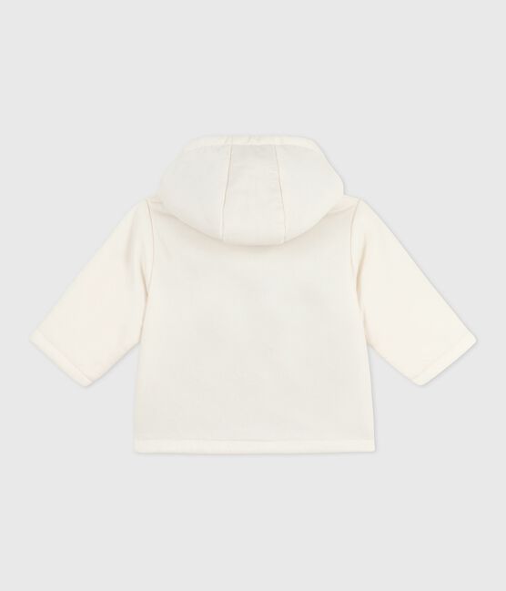 Wattierte Baby-Jacke aus besticktem Fein-Cord mit Ringelstreifen-Futter naturfarben MILK