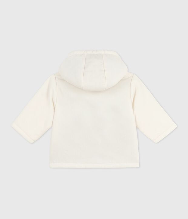 Wattierte Baby-Jacke aus besticktem Fein-Cord mit Ringelstreifen-Futter MILK