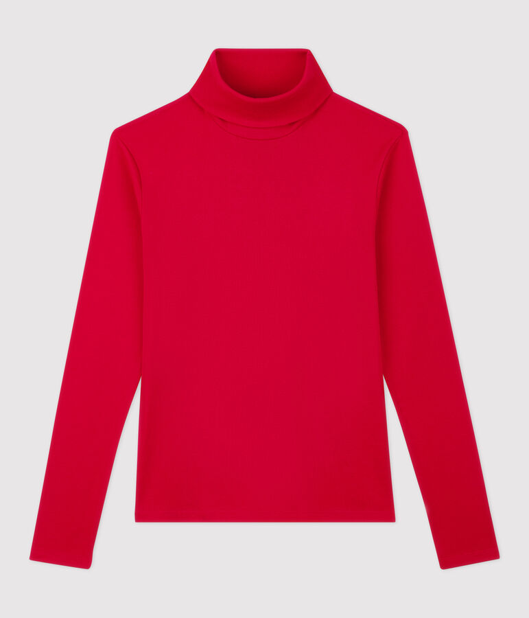 Klassisches Rollkragenshirt aus Baumwolle f&uuml;r Damen rot