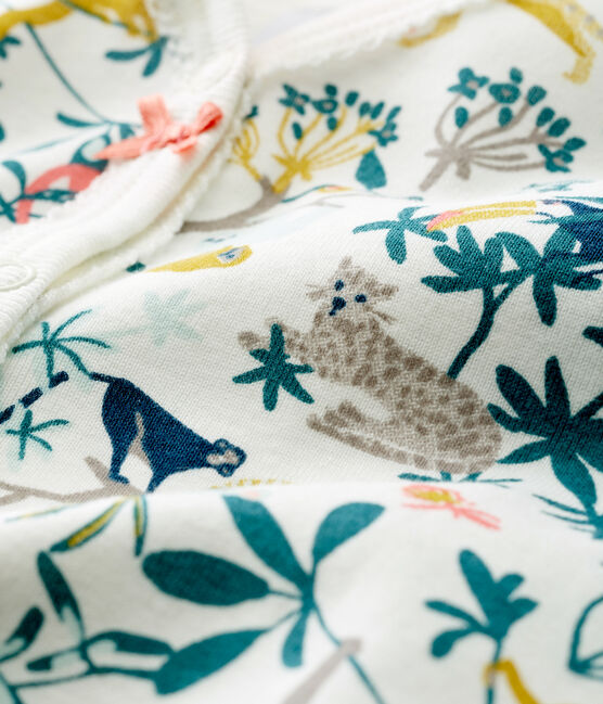 Baby-Strampler in Rippstrick für Mädchen weiss MARSHMALLOW/weiss MULTICO