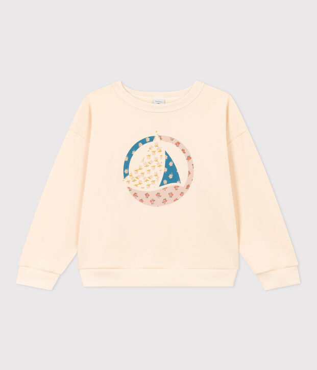 Kinder-Hoodie aus Molton f&uuml;r M&auml;dchen naturfarben