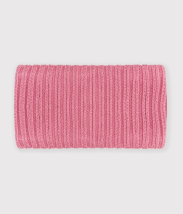 Baby-Schlauchschal aus einfarbigem Strick mit Fleece-Futter rosa