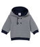 Wattiertes gestreiftes baby-kapuzenSweatshirt jungen blau SMOKING/weiss MARSHMALLOW