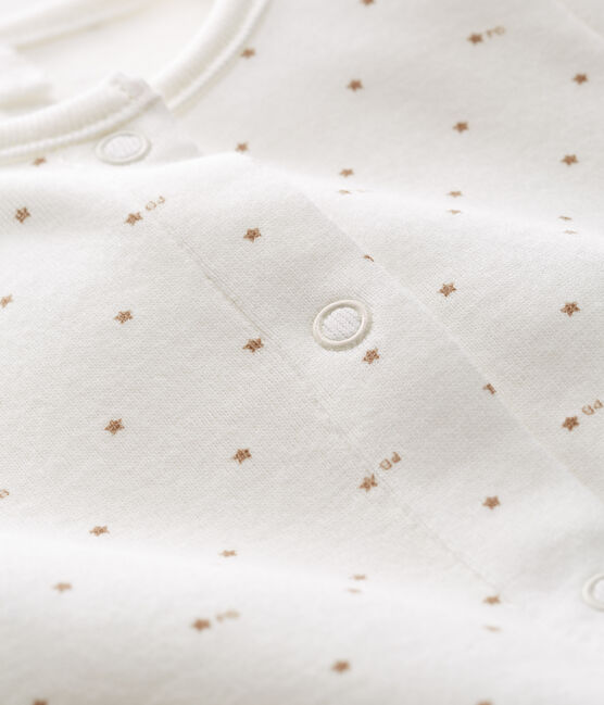 Baby-Strampler ohne Fuß aus Rippstrick weiss MARSHMALLOW/rosa GRETEL/ MULTICO