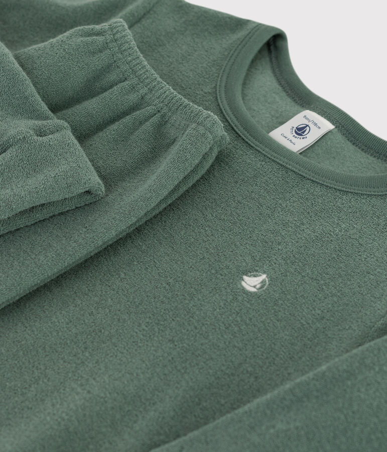 Kinderpyjama aus Frottee gr&uuml;n