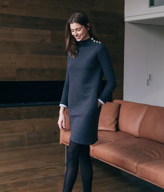 Langärmliges Kleid aus Doppeljersey für Damen grau CITY CHINE