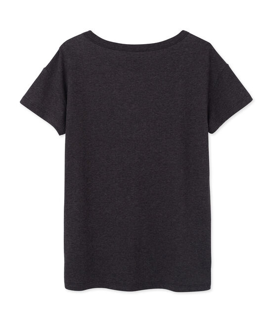 Meliertes Damen-Maxishirt aus extrafeinem, gedoppeltem Jersey grau CITY CHINE
