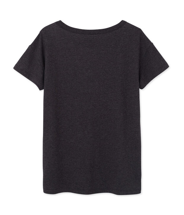 Meliertes Damen-Maxishirt aus extrafeinem, gedoppeltem Jersey grau