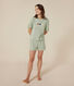 Damen-Pyjama bestehend aus kurzer Hose und T-Shirt aus einfarbiger Baumwolle.