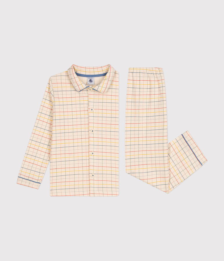 Kinder-Pyjama aus Baumwolle mit Karomuster weiss AVALANCHE/ MULTICO