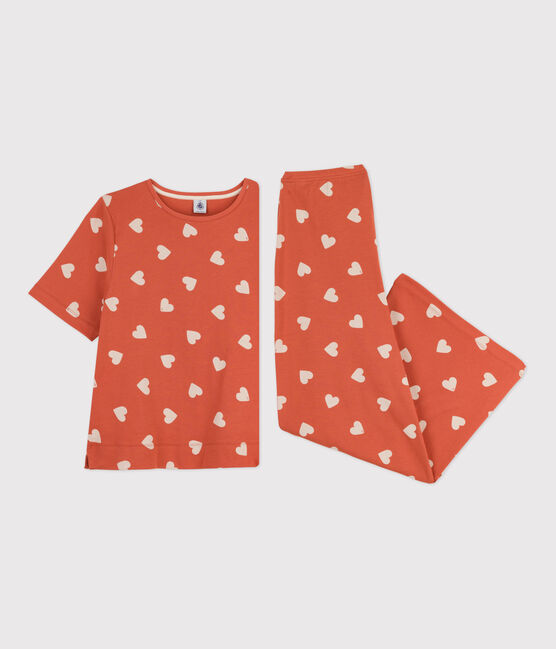 Pyjama aus Baumwolle mit Herzchen für Damen BRANDY/ AVALANCHE