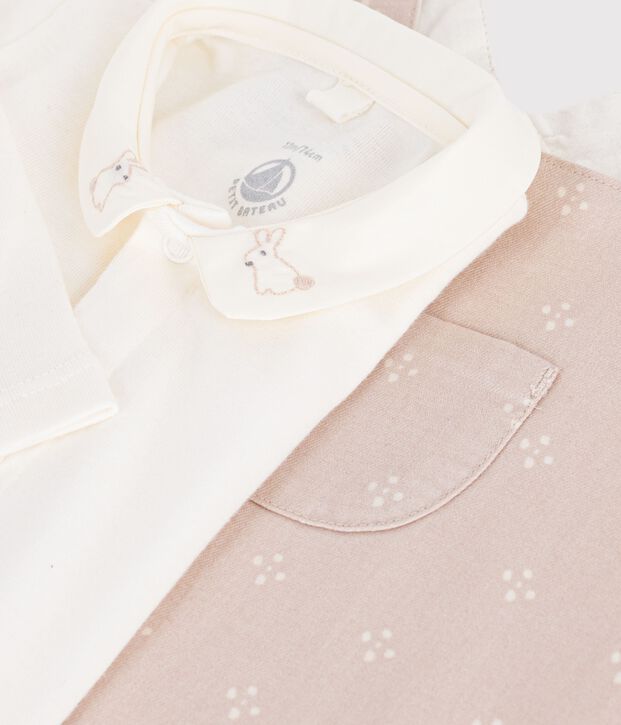 Baby-Set Latzhose und Body mit Kragen aus einfarbiger Baumwolle vielfarbig