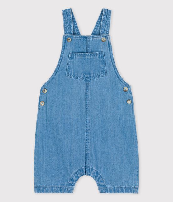 Kurze Baby-Latzhose aus leichtem Bio-Denim blau DENIM CLAIR