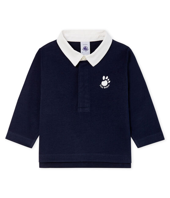 Langärmliges Baby-Poloshirt für Jungen blau SMOKING