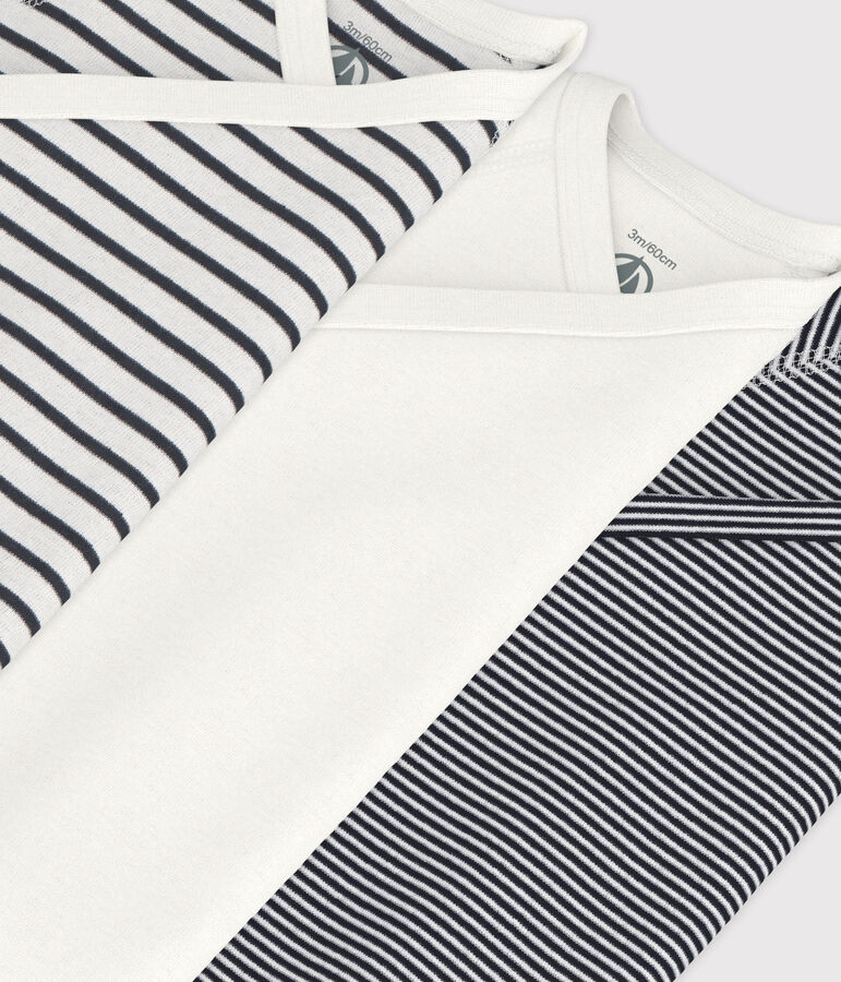 3ER-SET KURZ&Auml;RMELIGE BABY-WICKELBODYS AUS BAUMWOLLE MIT STREIFEN vielfarbig