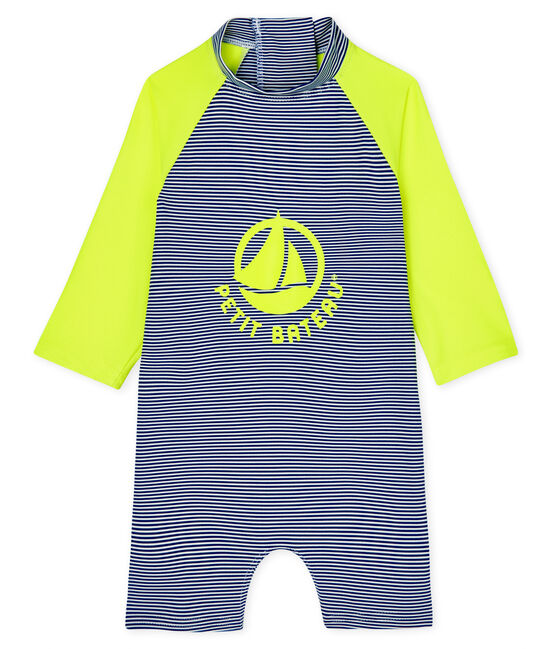 Baby-Badeanzug aus recyceltem Material blau SURF/weiss MARSHMALLOW