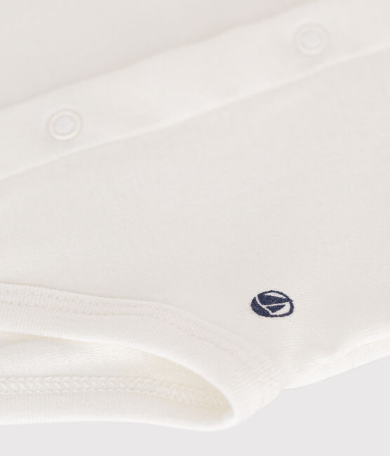Kurzärmeliger Baby-Body mit Kragen weiss MARSHMALLOW